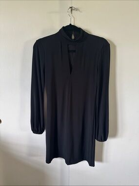White House Black Market Black Long-Sleeve Mock Neck Shift Dress